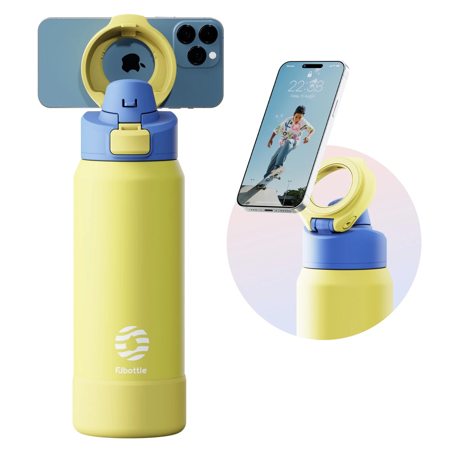 Desknirvana FJbottle – RVS Thermosfles met Magnetische Telefoonhouder & Bouncing Deksel