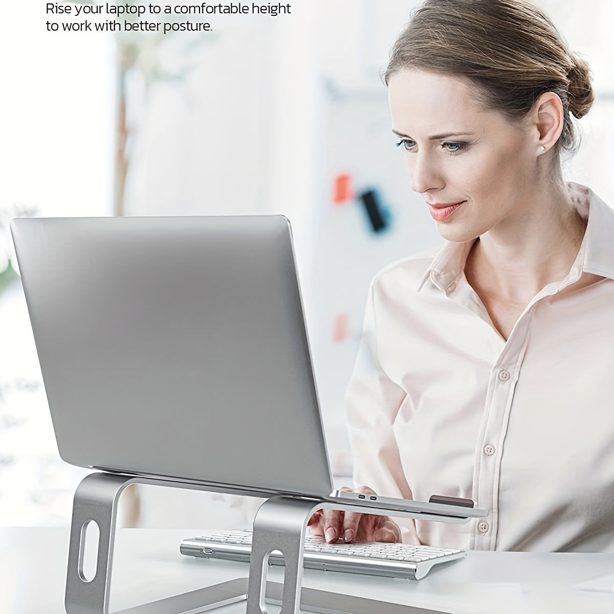 Desknirvana Basic Laptopstandaard – Ergonomische Aluminium Houder – Verhoogt Laptop tot Comfortabele Kijkhoogte