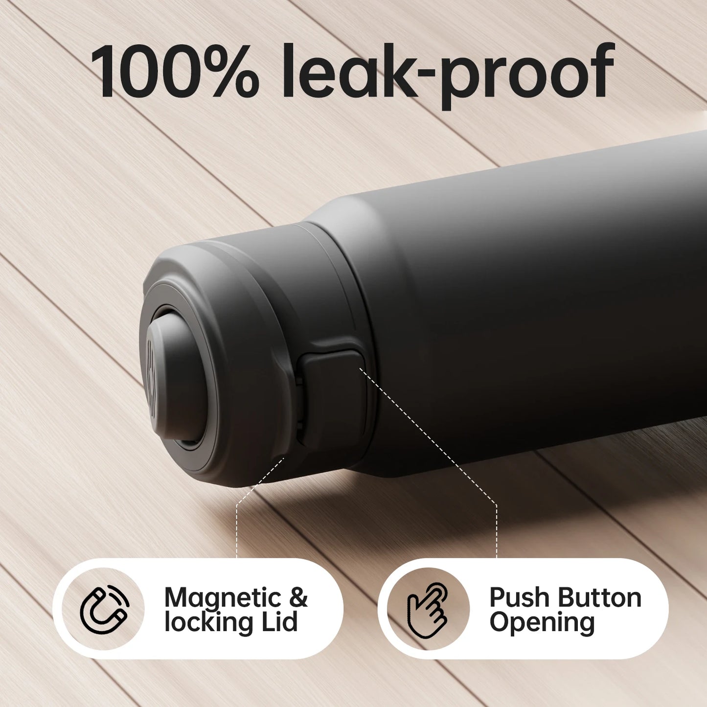 Desknirvana FJbottle – RVS Thermosfles met Magnetische Telefoonhouder & Bouncing Deksel