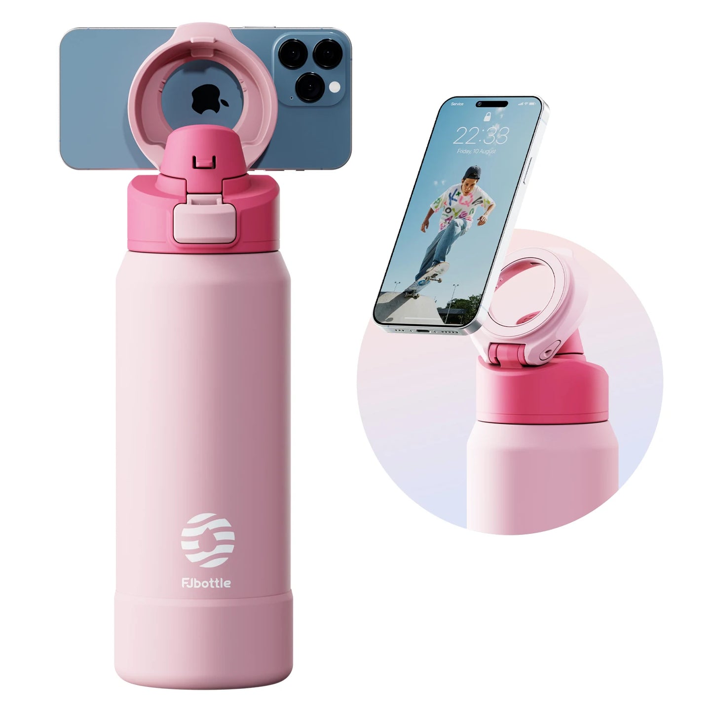 Desknirvana FJbottle – RVS Thermosfles met Magnetische Telefoonhouder & Bouncing Deksel