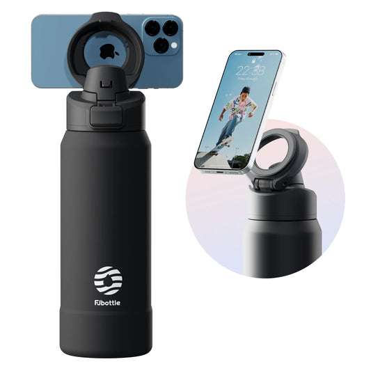 Desknirvana FJbottle – RVS Thermosfles met Magnetische Telefoonhouder & Bouncing Deksel