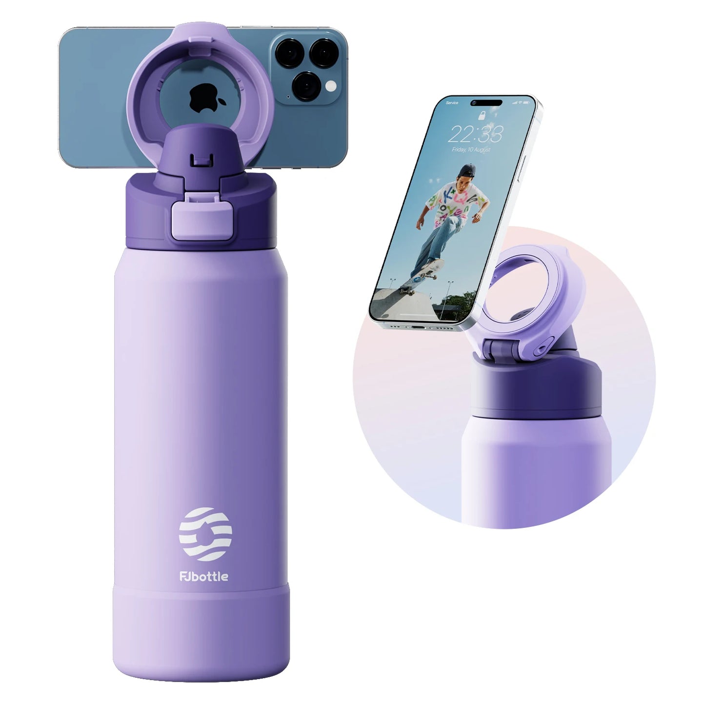 Desknirvana FJbottle – RVS Thermosfles met Magnetische Telefoonhouder & Bouncing Deksel