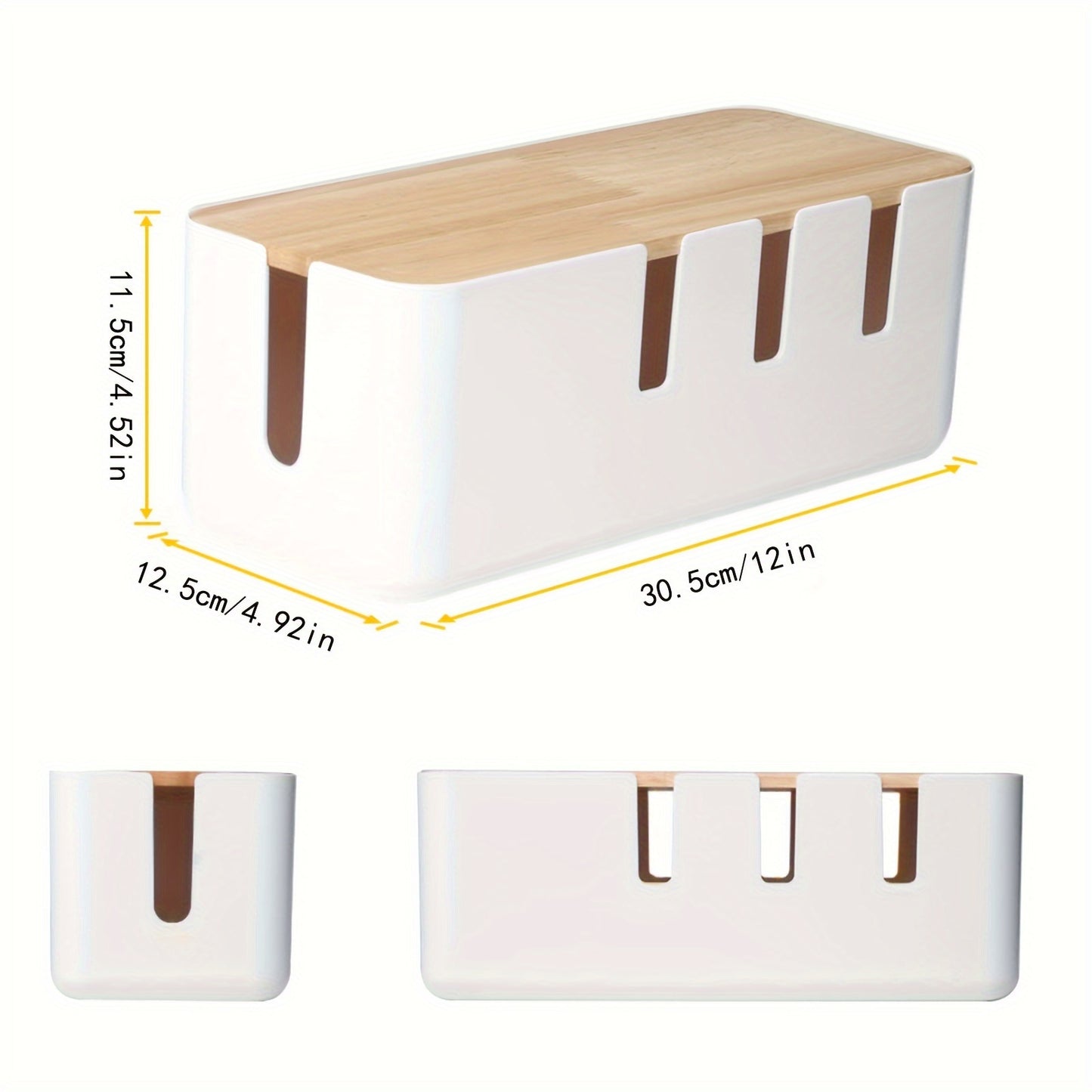 Desknirvana kabel organizer– Houd je bureau opgeruimd en veilig, Kunststof met Bamboe Deksel