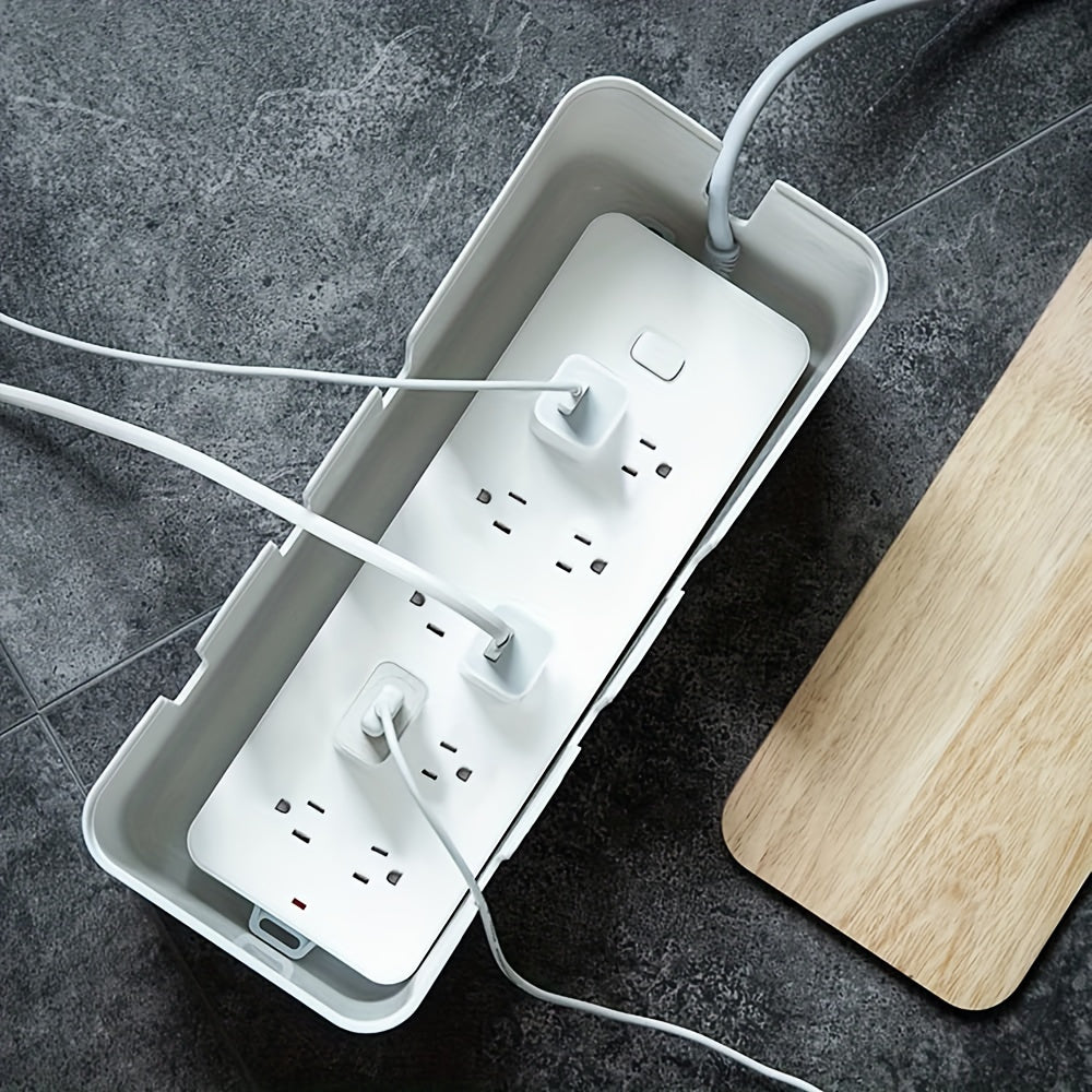 Desknirvana kabel organizer– Houd je bureau opgeruimd en veilig, Kunststof met Bamboe Deksel